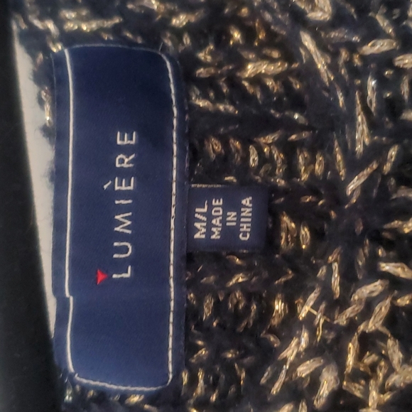 Lumiere Slouchy Knit Sweater Navy and Metallic Gold Sz M/L - Picture 3 of 5
